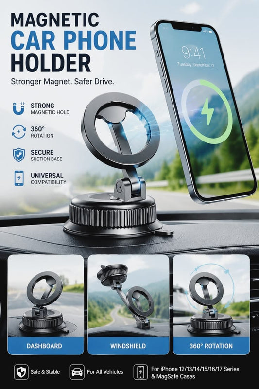 Magnetic Car Phone Holder Hanging Screen Car 360 Degree Rotating Metal Aluminum Alloy